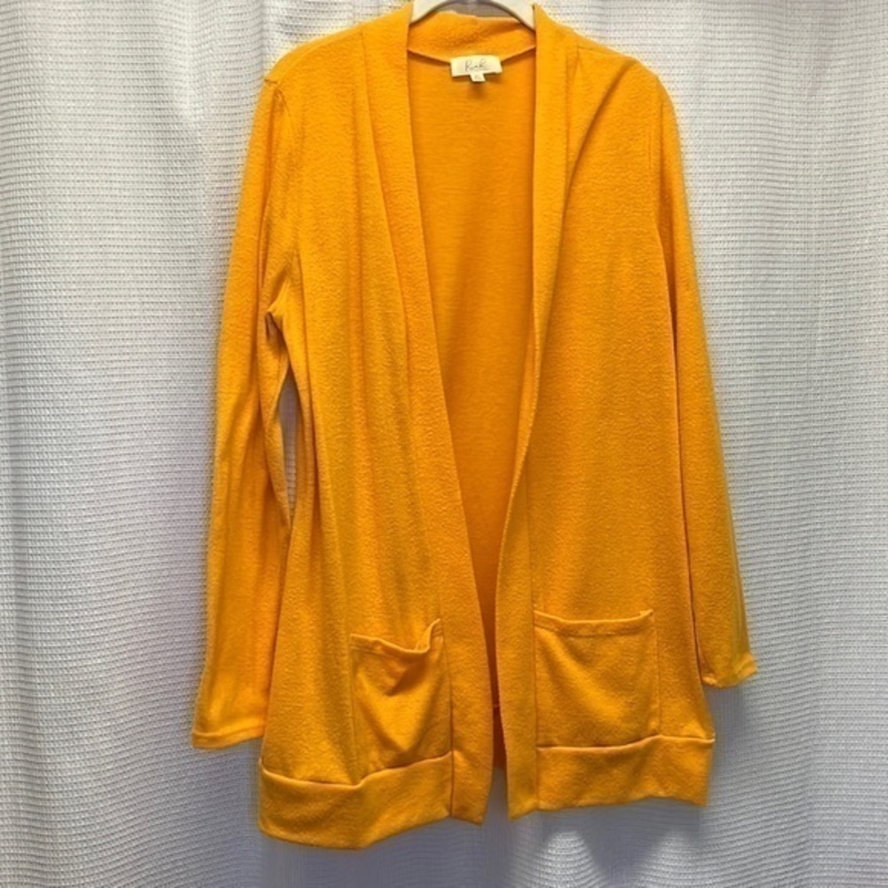 Rush fashion open front yellow fuzzy cardigan XL